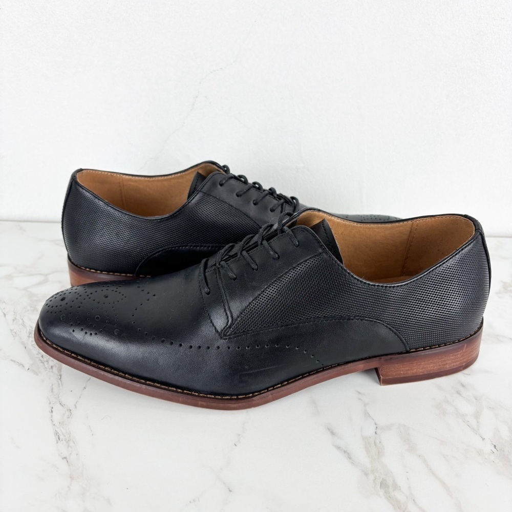 La Milano Men’s Jordan Black Oxford Formal Shoes Sz 10